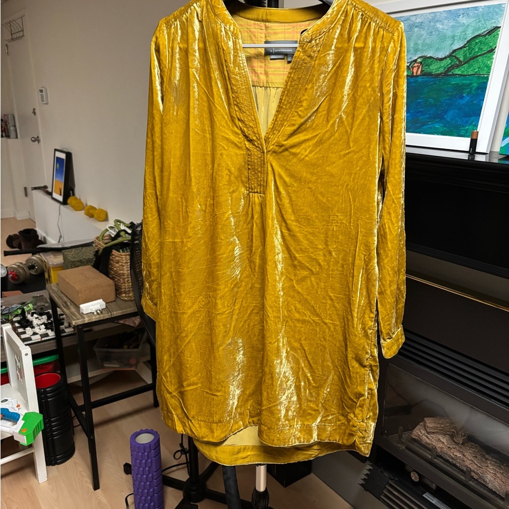 Anthropologie Gold Long Sleeve Dress - Picture 1 of 3